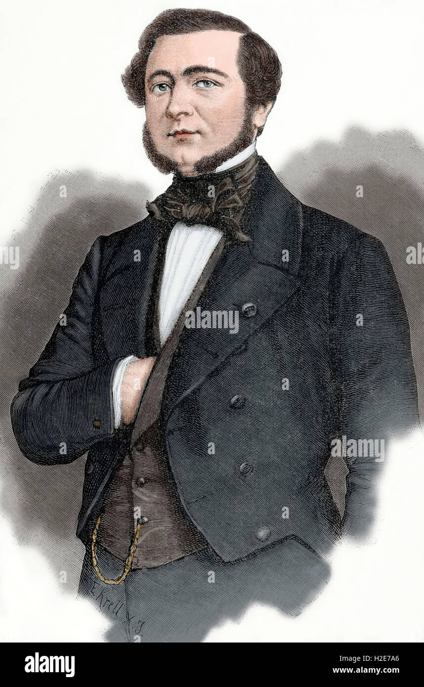 Carlo Magno Emile de Maupas (1818-1888). Avvocato francese e politico. Ritratto. Incisione di E. Krell in "Historia de Francia", 1881. Colorati. Foto Stock
