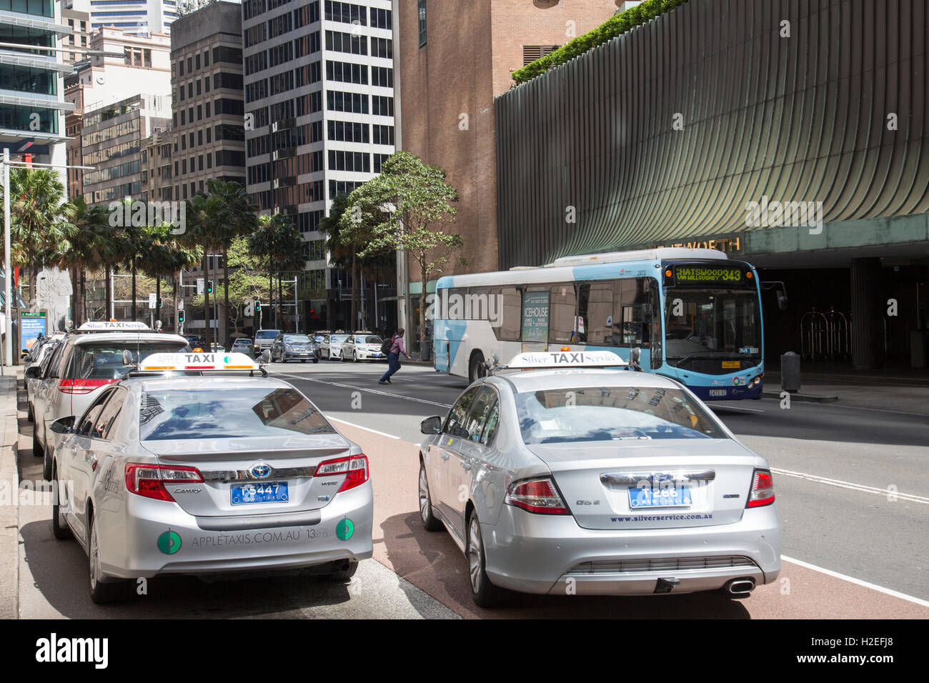 Australian taxi veicoli nel centro di Sydney, Australia Foto Stock