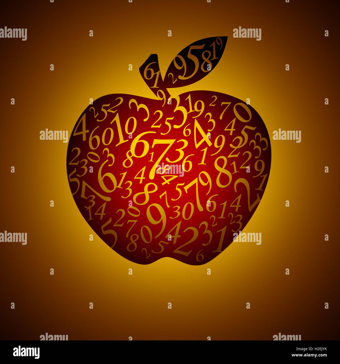 Molte figure in forma di un apple. Artistico sfondo scuro. Foto Stock