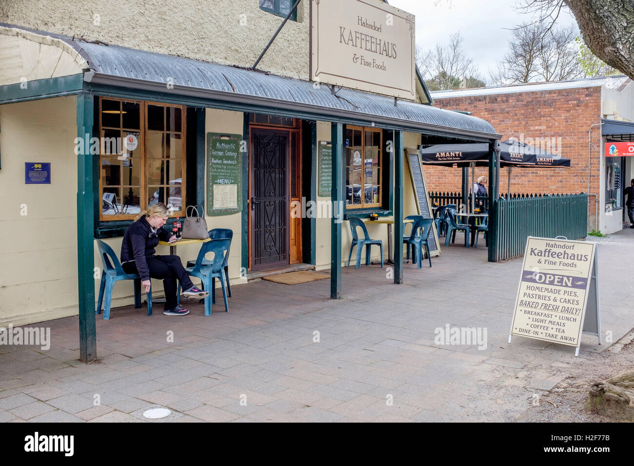 Hahndorf Kaffeehaus café in Sud Australia le pittoresche colline di Adelaide Foto Stock