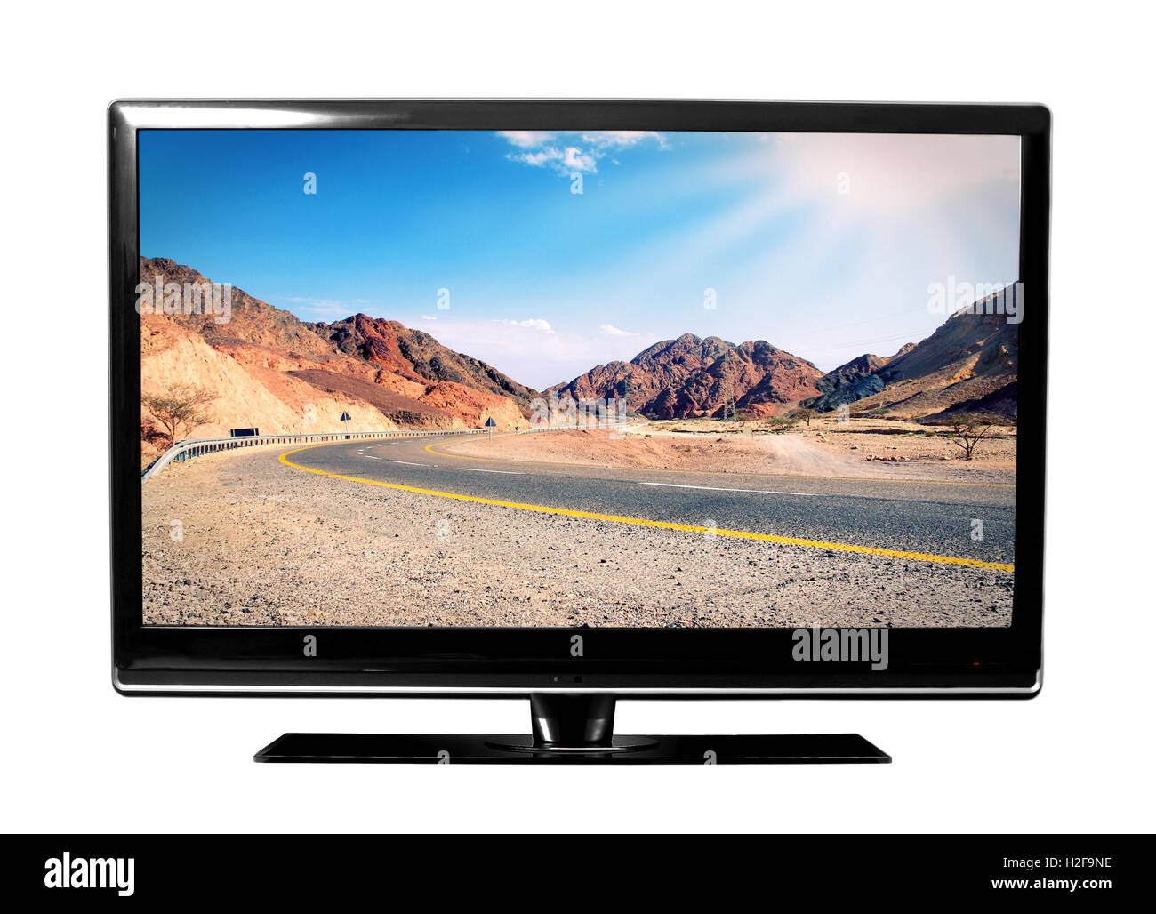 Tv grande schermo con paesaggio Foto Stock