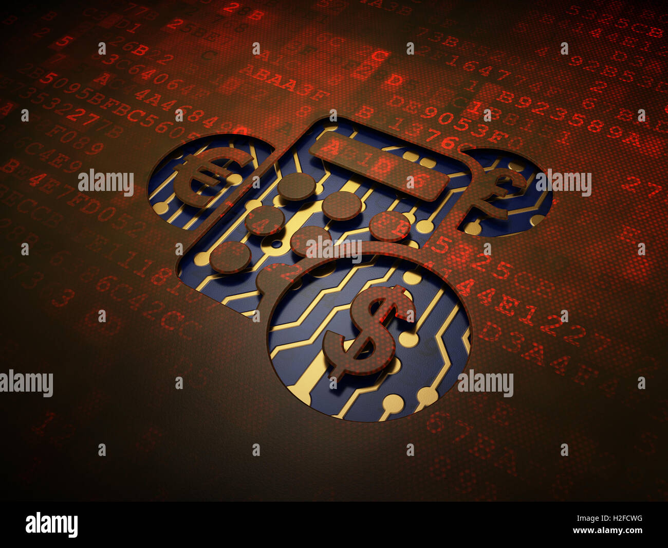 News concept: Calcolatrice sul digitale lo sfondo dello schermo Foto Stock