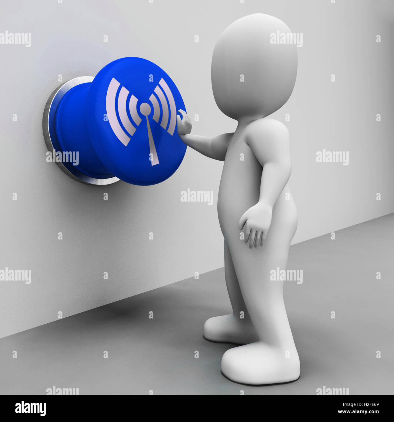 Wi-fi mezzi a pulsante Internet o connessione dati mobile Foto Stock