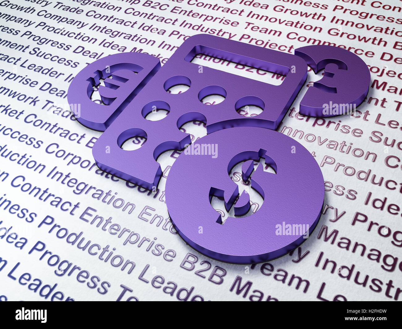 Concetto di commercializzazione: Calcolatrice sul background aziendale Foto Stock