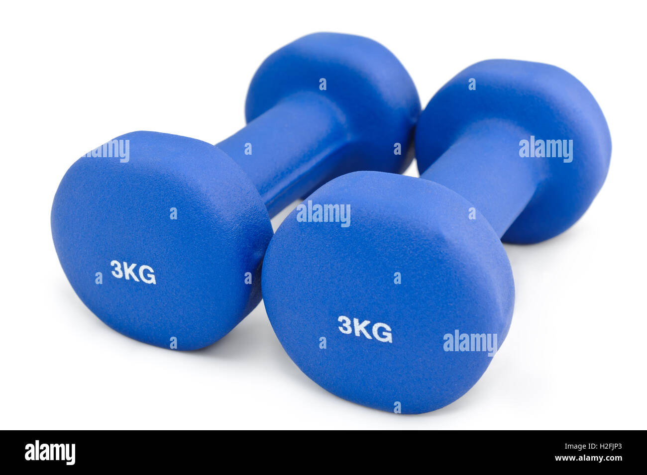 3 kg di gomma blu anabbaglianti dumbbell Foto Stock