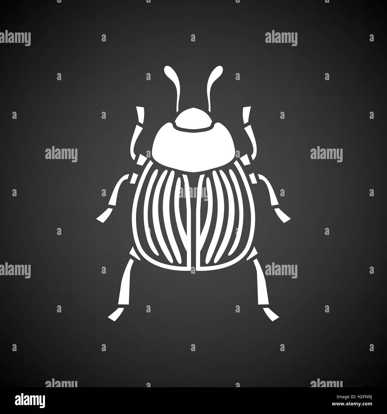 Colorado beetle icona. Sfondo nero con il bianco. Illustrazione Vettoriale. Illustrazione Vettoriale