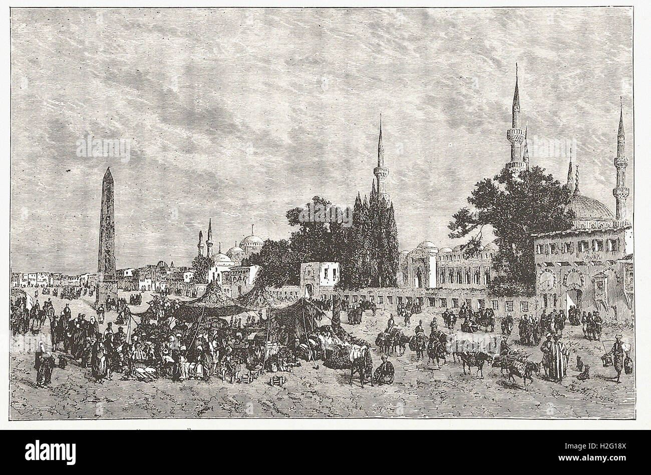 La " AL-MEIDAN "-l'antico ippodromo-con la colonna di Teodosio, Costantinopoli. - Dalla 'Cassell illustrato della storia universale" - 1882 Foto Stock