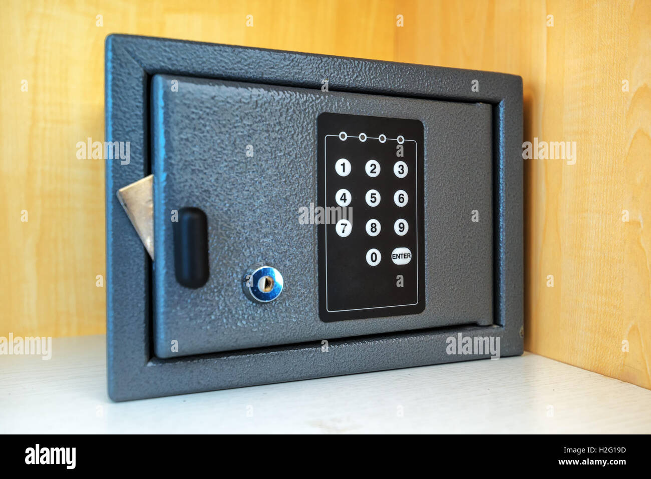 Camera in hotel Cassetta di sicurezza elettronici con pin codice di blocco Foto Stock