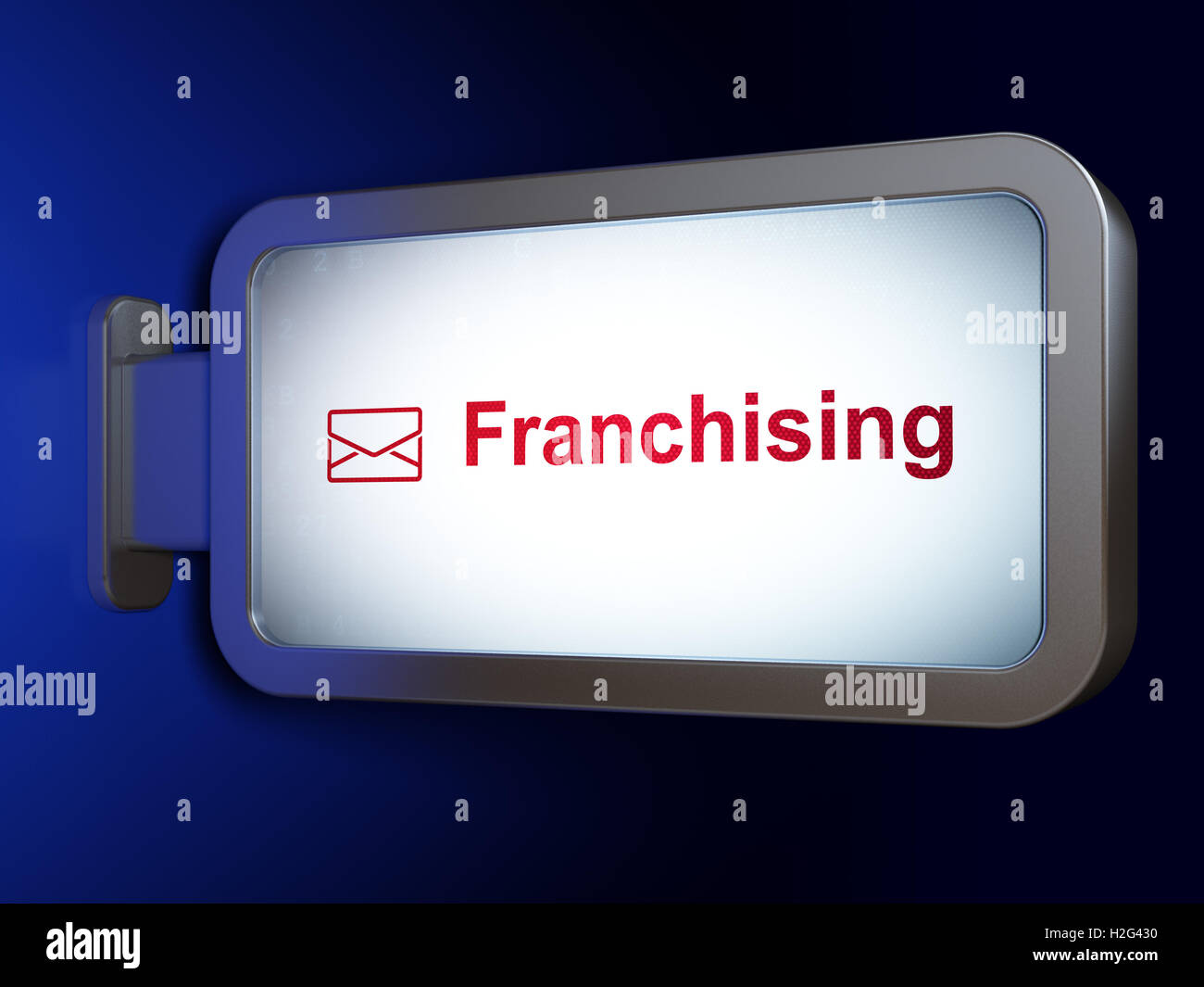 Il concetto di business: il franchising e la posta elettronica su sfondo tramite Affissioni Foto Stock