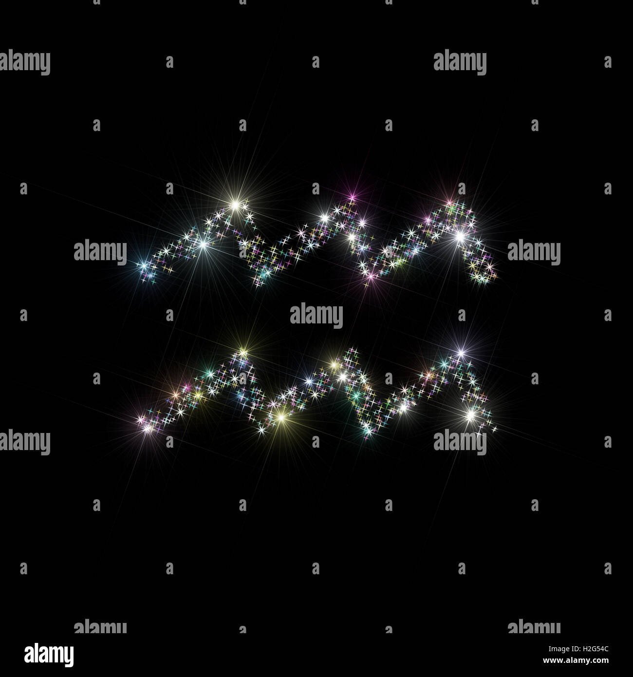 Sfondo astratto astronomia / illustrazione di astrologia che rappresentano il segno zodiacale / simbolo per Aquarius costellazione fatta di stelle Foto Stock