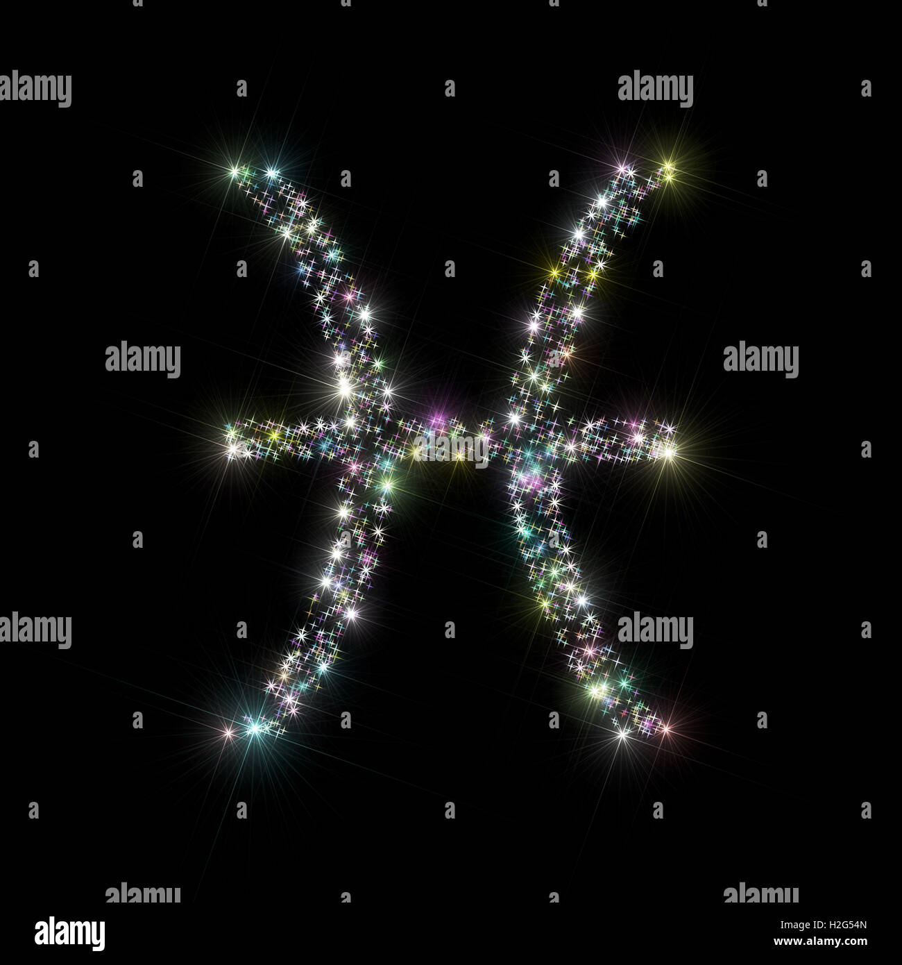 Sfondo astratto astronomia / illustrazione di astrologia che rappresentano il segno zodiacale / simbolo per pesci costellazione fatta di stelle Foto Stock