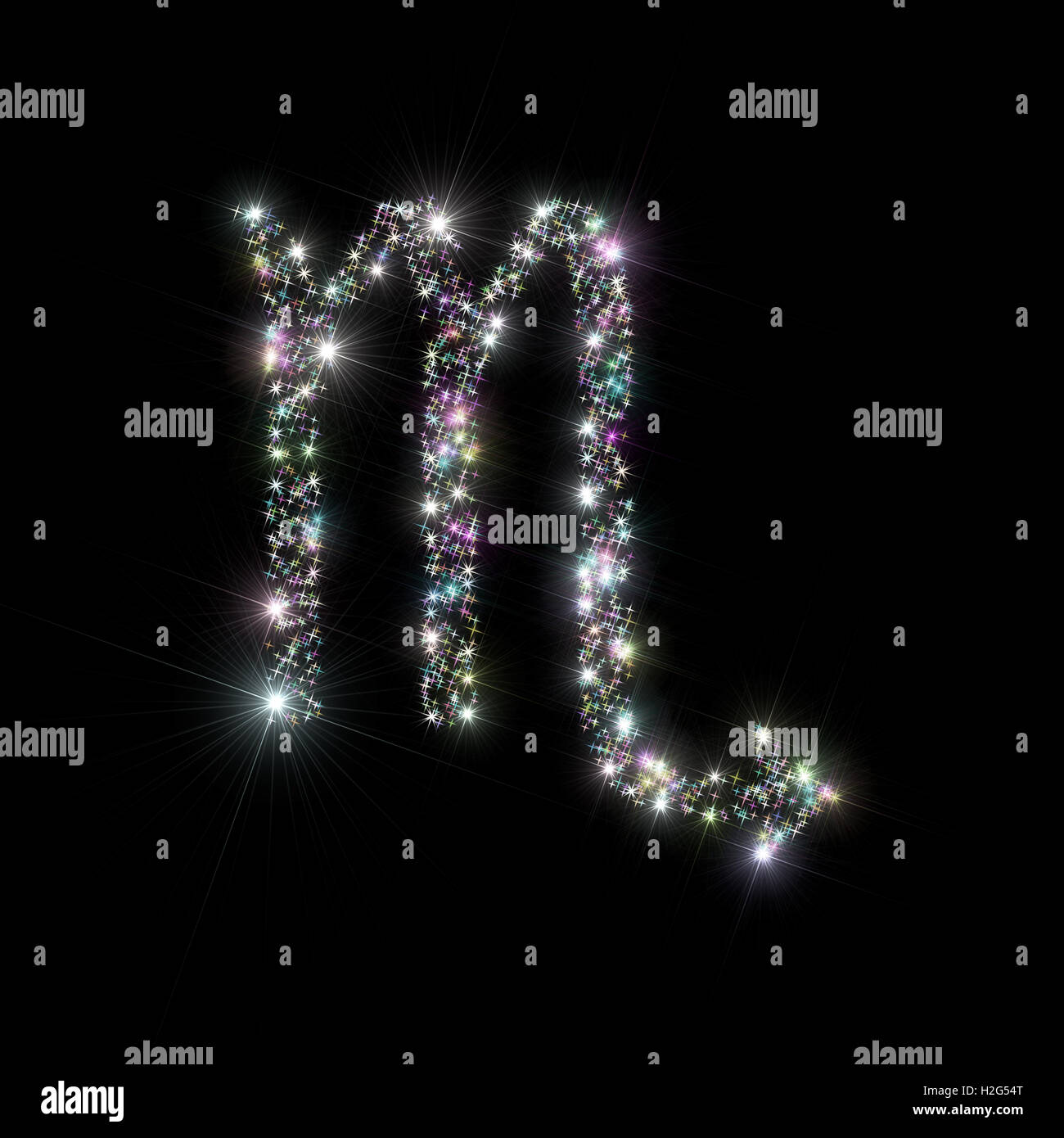 Sfondo astratto astronomia / illustrazione di astrologia che rappresentano il segno zodiacale / simbolo per la costellazione dello Scorpione fatta di stelle Foto Stock