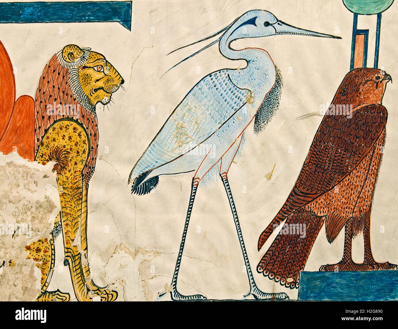 Facsimile del dettaglio di pittura murale nella tomba della regina Nefertari. La tomba della regina Nefertari e la Valle delle Regine, Tebe Foto Stock
