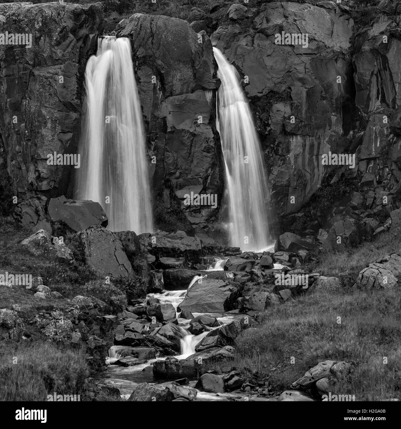 Cascata in autunno, Fljotsdalur valley, Egilsstadir, Islanda Foto Stock