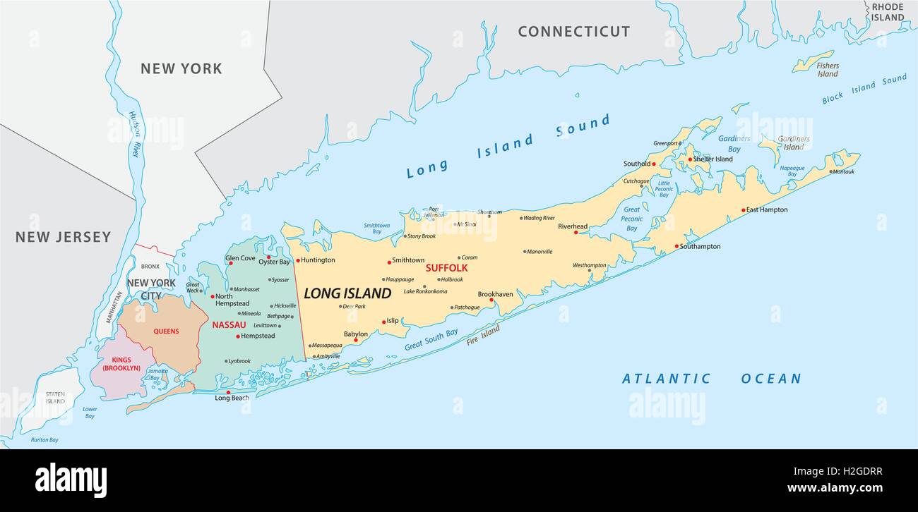 Mappa di Long island Illustrazione Vettoriale