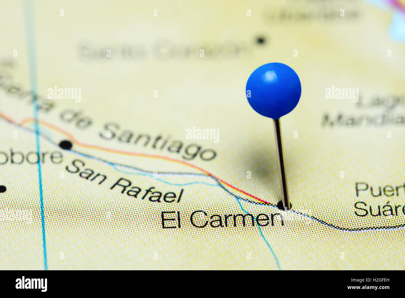El Carmen imperniata su una mappa della Bolivia Foto Stock