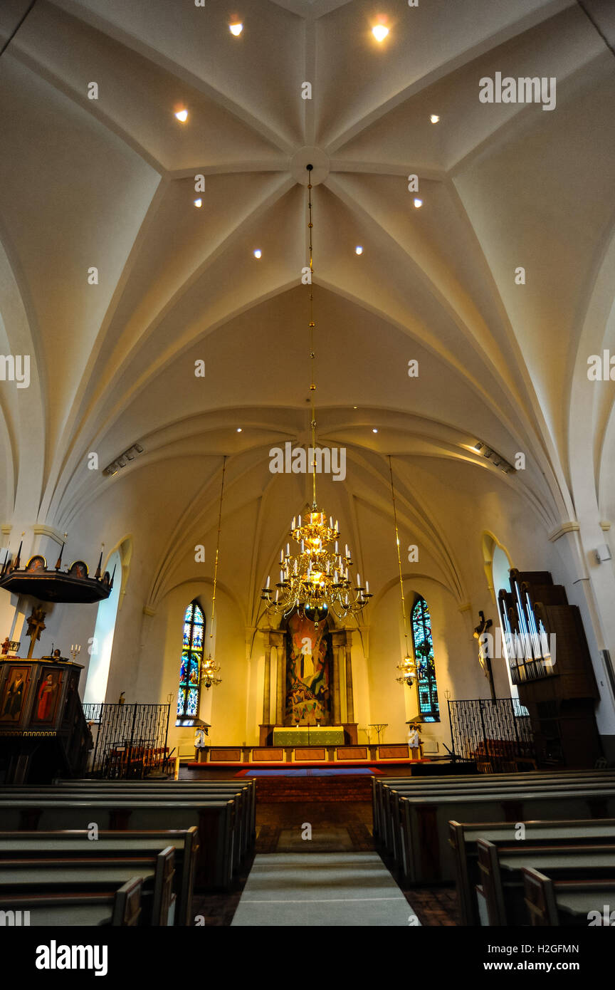 La Svezia, Värmland, Sunne. Sunne Chiesa è una grande chiesa in pietra costruito nel 1888. Interno della chiesa. Foto Stock
