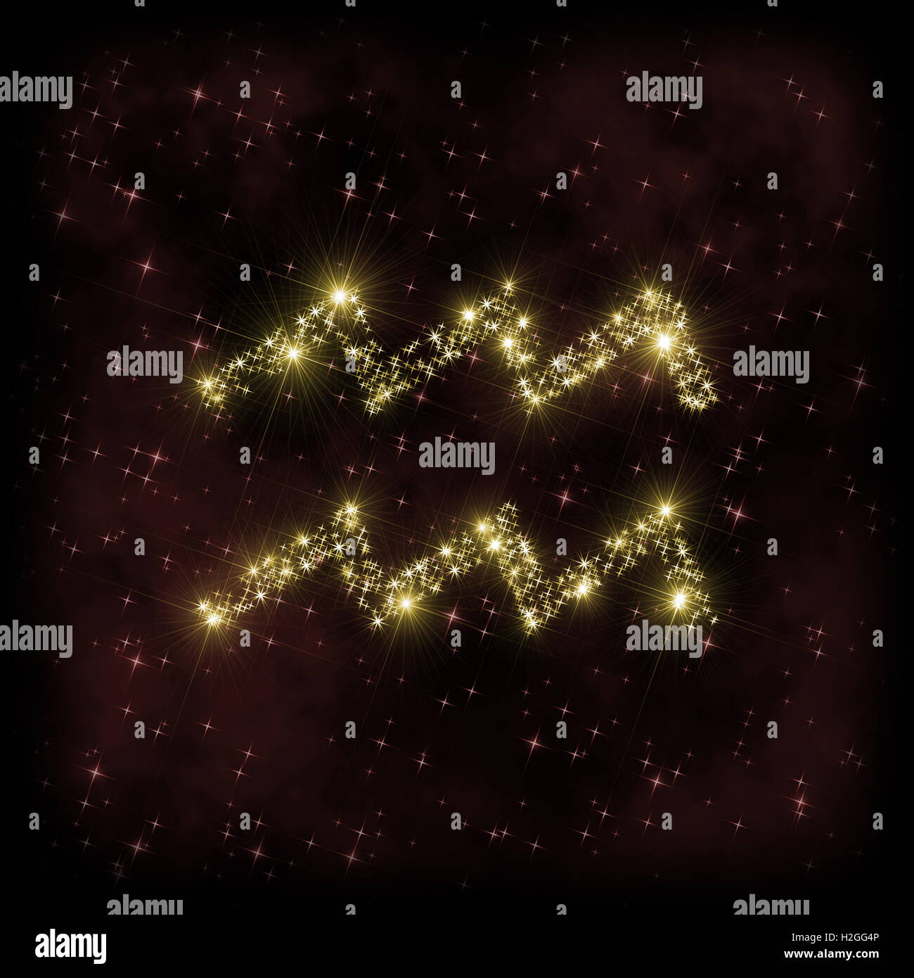 Aquarius Zodiak segno - astronomia o astrologia illustrazione in cui il simbolo corrispondente alla costellazione viene fatta di stelle Foto Stock