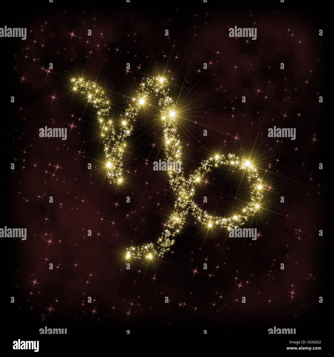 Capricorno segno Zodiak - astronomia o astrologia illustrazione in cui il simbolo corrispondente alla costellazione viene fatta di stelle Foto Stock