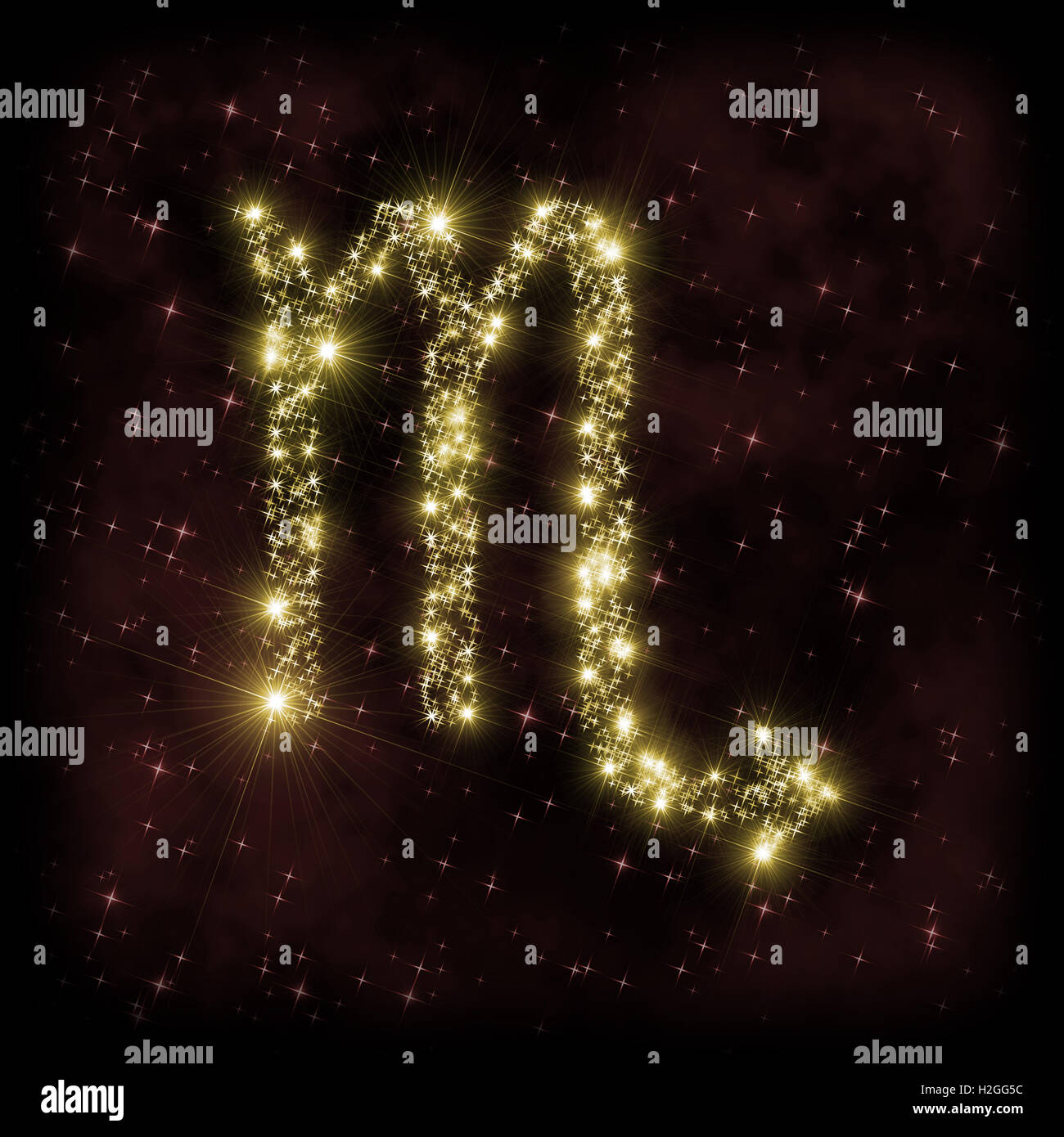 Scorpione segno Zodiak - astronomia o astrologia illustrazione in cui il simbolo corrispondente alla costellazione fatta di stelle scintillanti Foto Stock