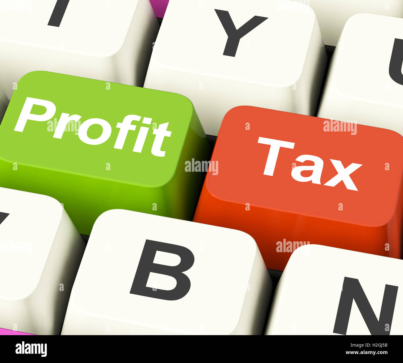 Imposta sugli utili tasti illustrano pagare le imposte sulle società Foto Stock