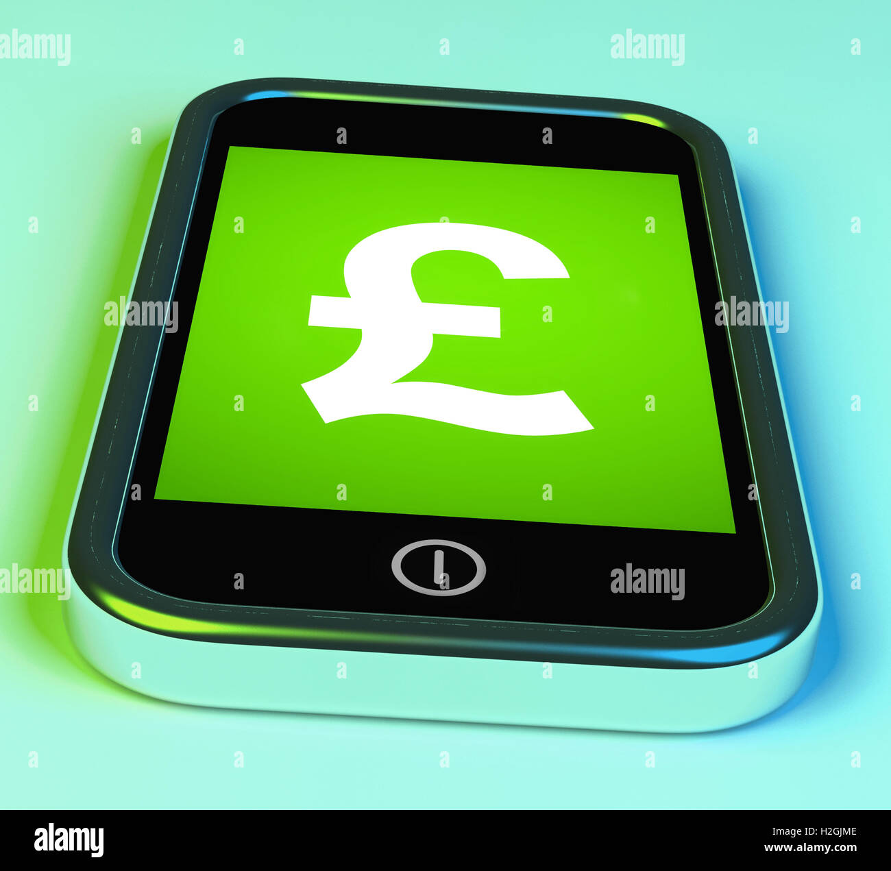 Il segno del cancelletto sul telefono mostra British denaro GBP Foto Stock