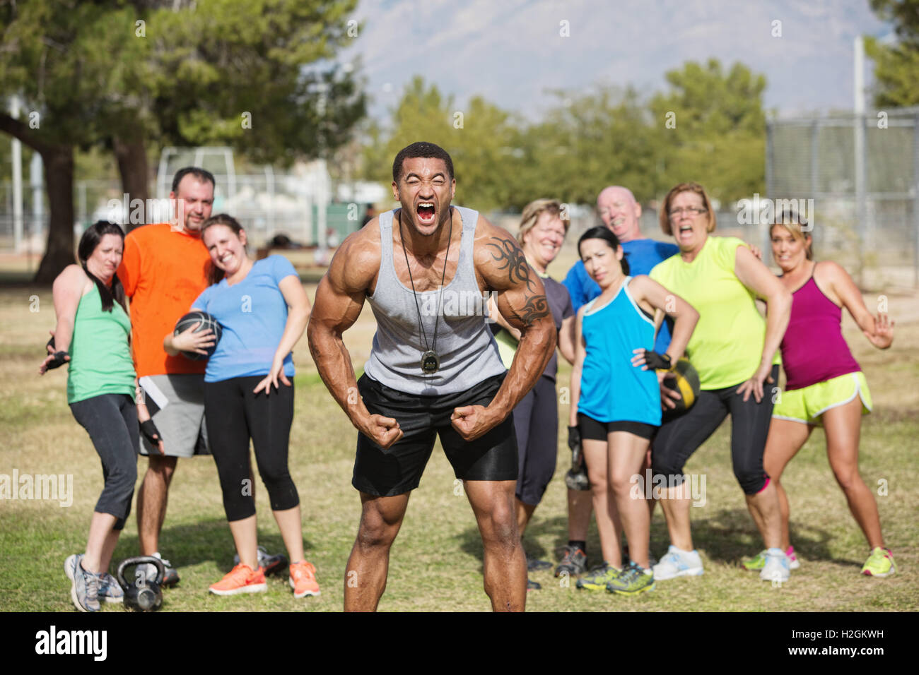 Loud Boot Camp Fitness Trainer Foto Stock