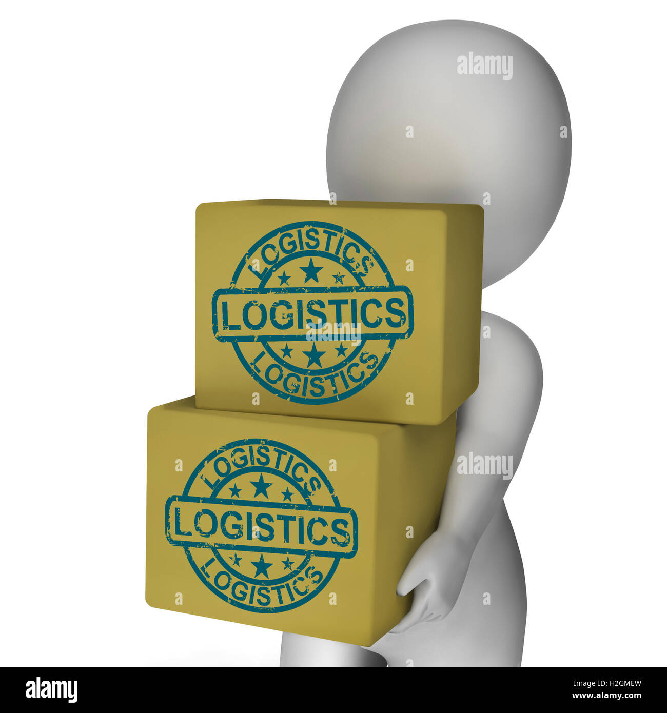 Logistica significa scatole di confezionamento di trasporto e consegna Foto Stock