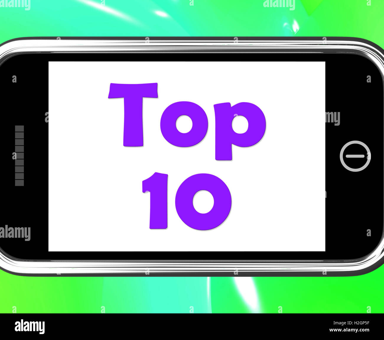 Top Ten su Telefono Mostra Miglior ranking o nominale Foto Stock