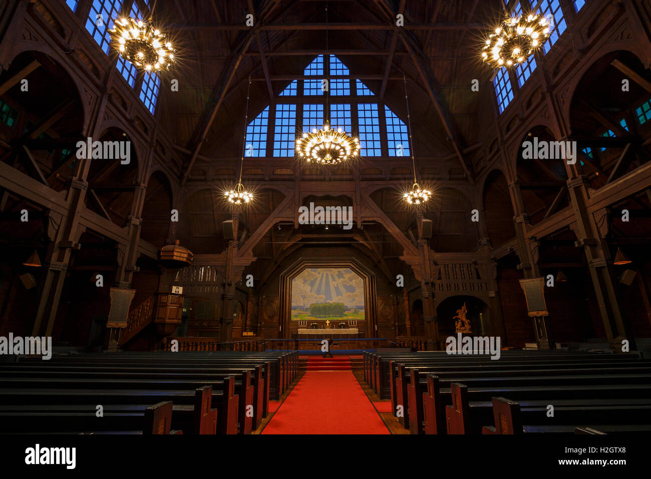 Interno chiesa di Kiruna, norrbotten county, Svezia Foto Stock