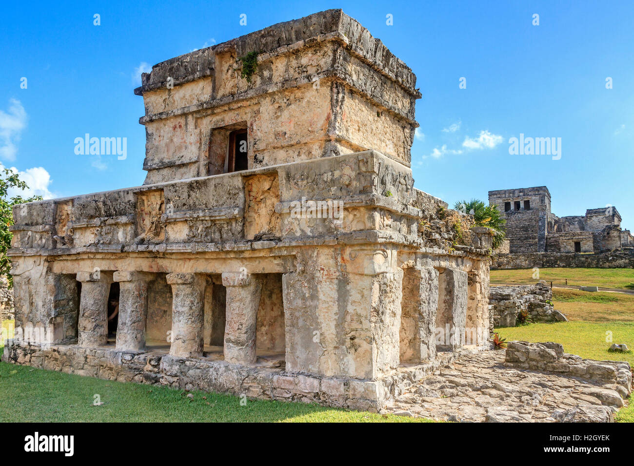 Tempio di affreschi tulum sito maya messico Foto Stock