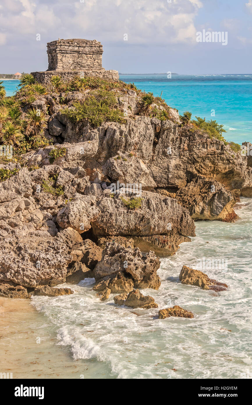 Dio dei venti Tempio Tulum Messico Foto Stock