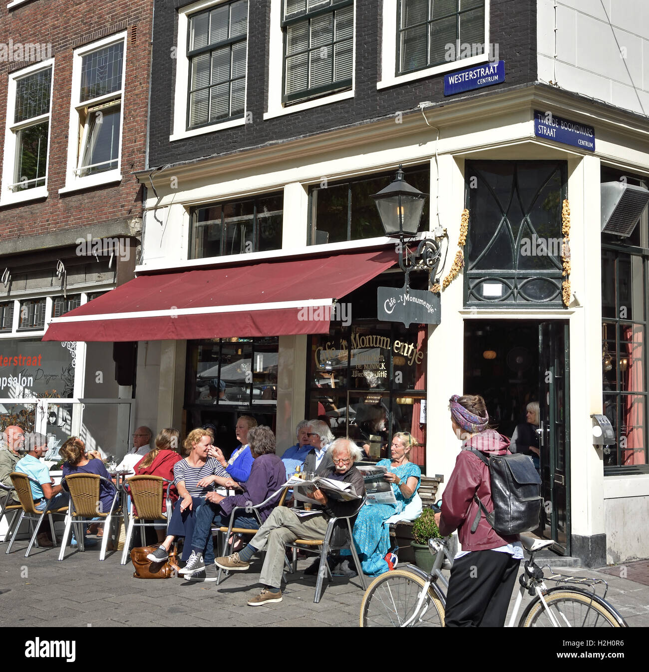 Cafe 't monumentje fuori Pub Cafe Bar quartiere Jordaan Amsterdam Paesi Bassi Foto Stock