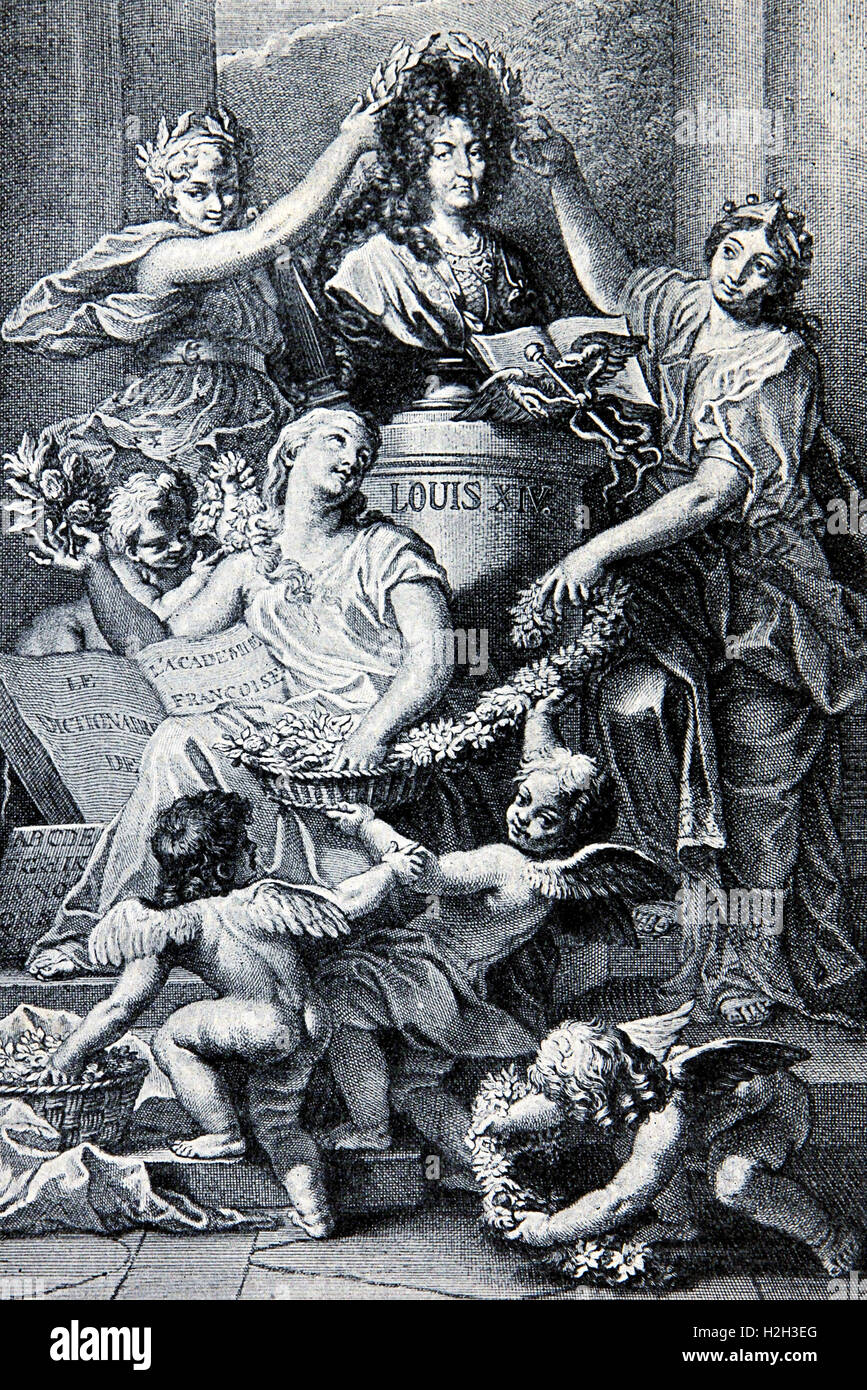 Glorificazione allegorico di Luigi XIV re di Francia dal 1643 fino alla sua morte in 1715 Foto Stock