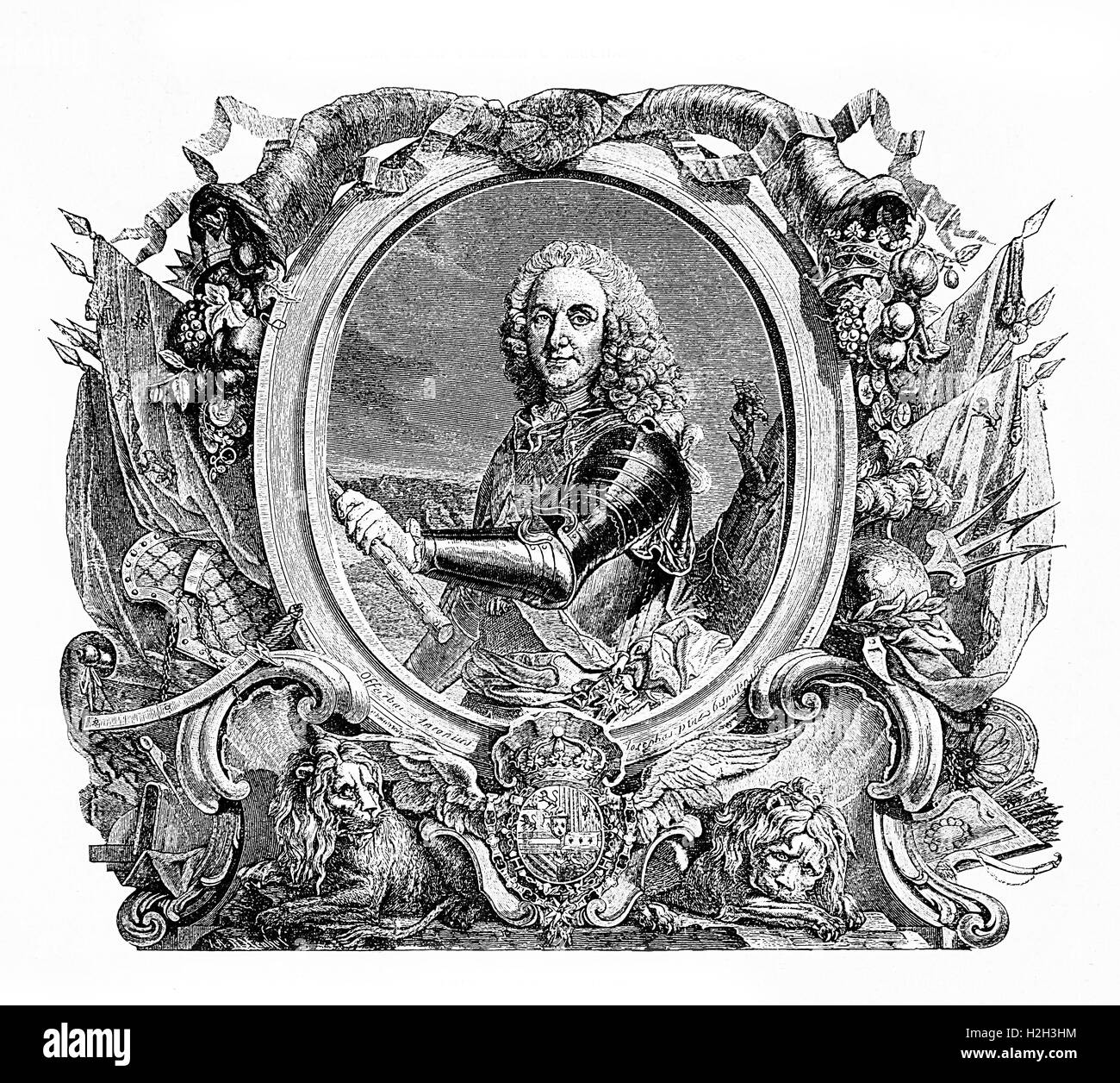 Ritratto di incisione di Filippo V re di Spagna, XVIII secolo Foto Stock
