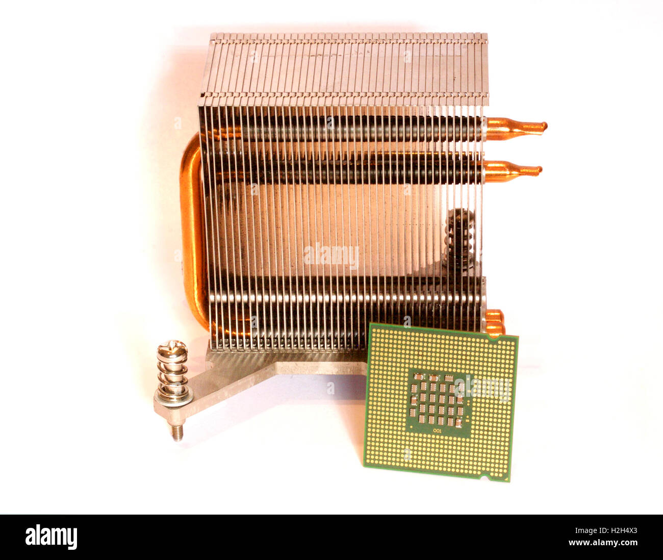 La CPU di un PC moderno con relativo dissipatore di calore Foto Stock