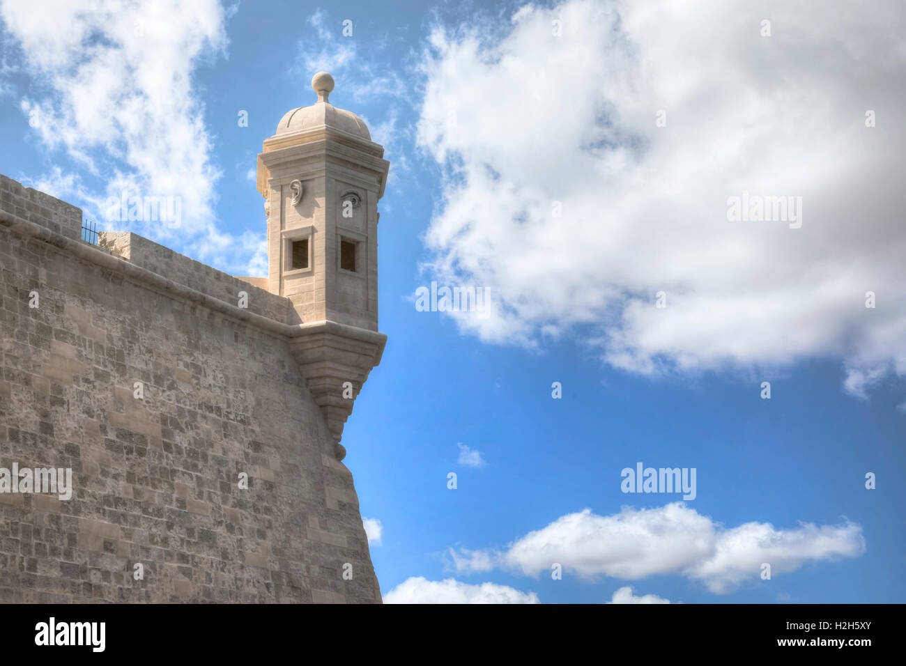 Tre città; Gardjola Gardens; il-gardjola; torre; Valletta; Foto Stock