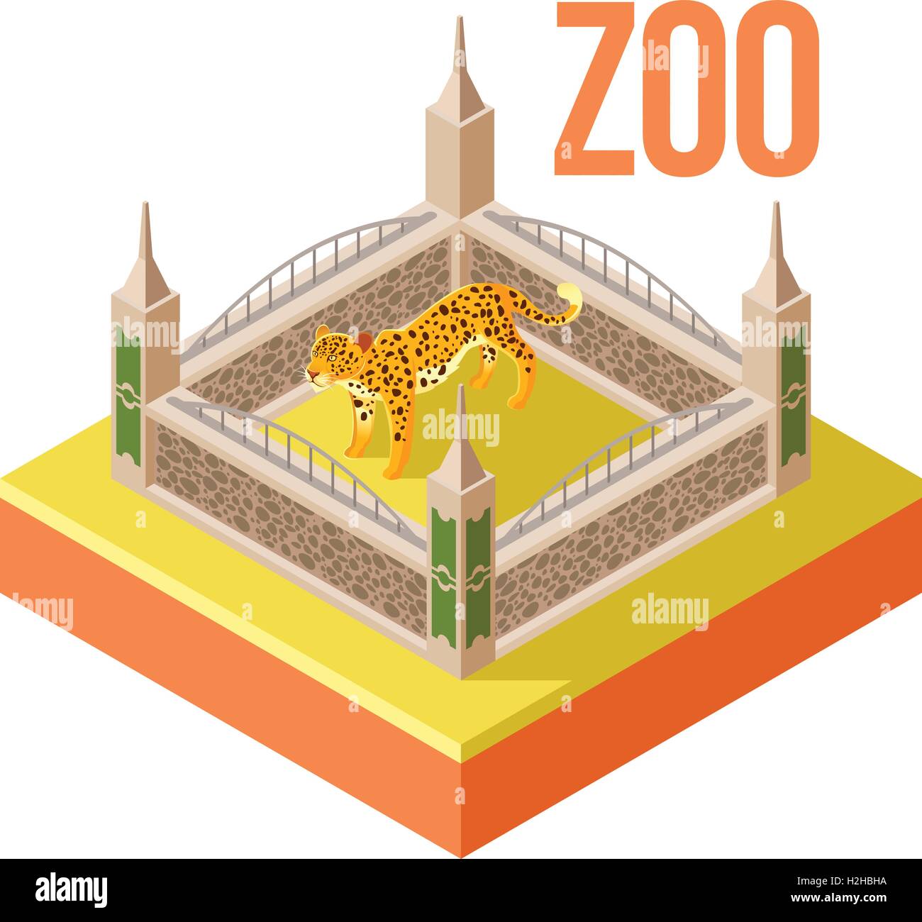 Zoo di Leopard icona isometrica Illustrazione Vettoriale