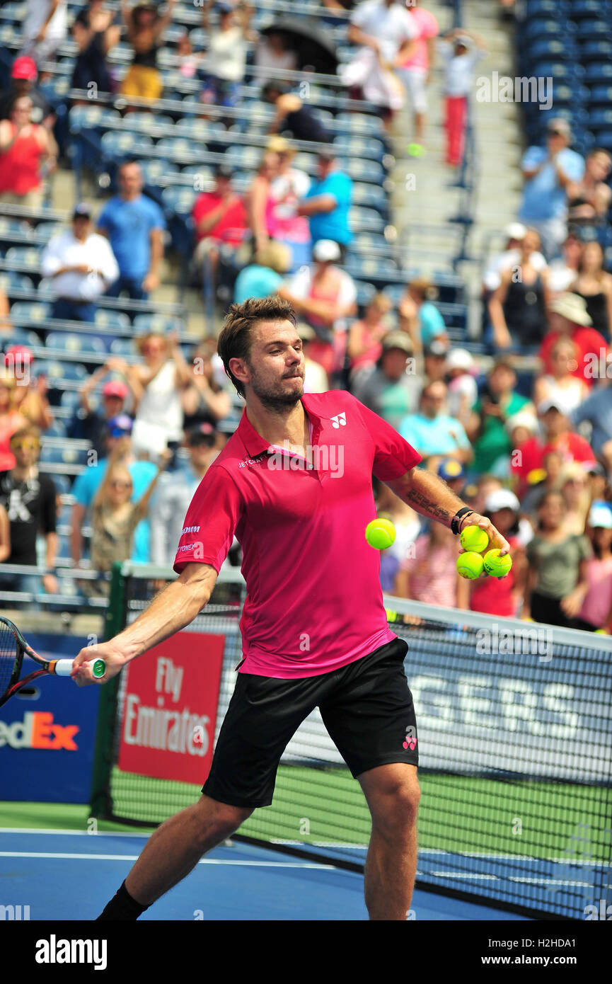 Stan Wawrinka al 2016 Roger Cup Masters canadese si è tenuta a Toronto. Foto Stock