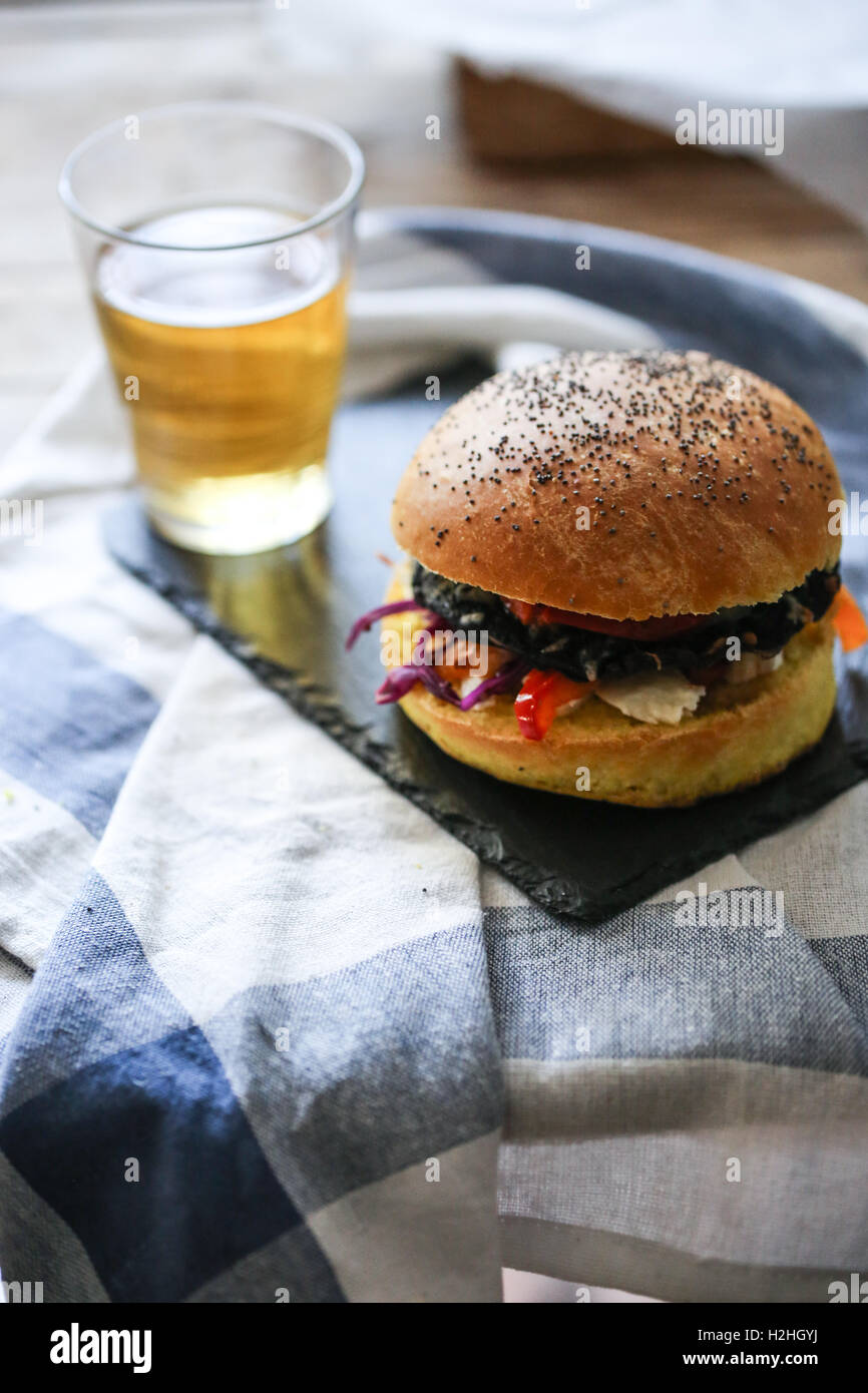 Veggie portobello burger a fungo Foto Stock