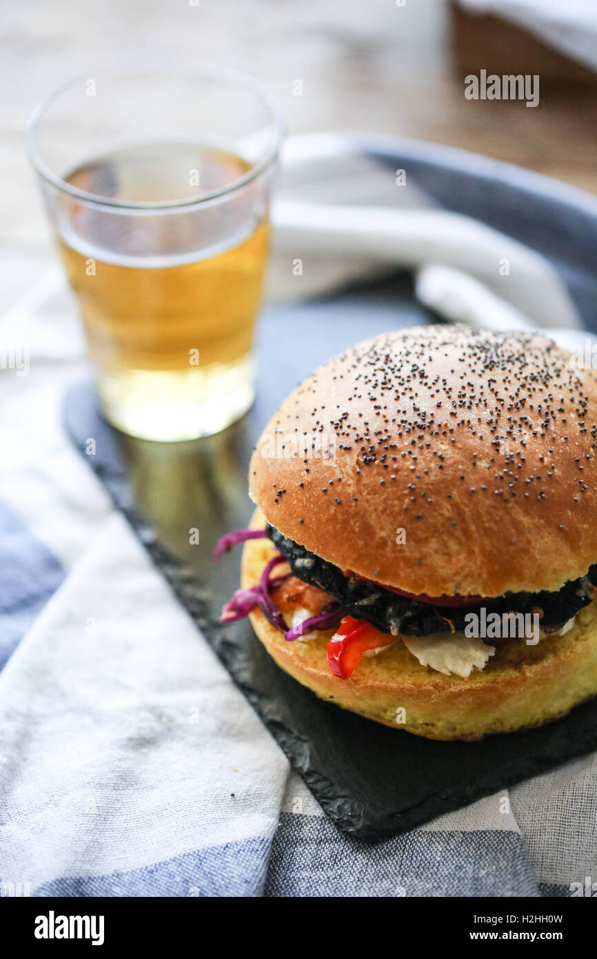 Veggie portobello burger a fungo Foto Stock