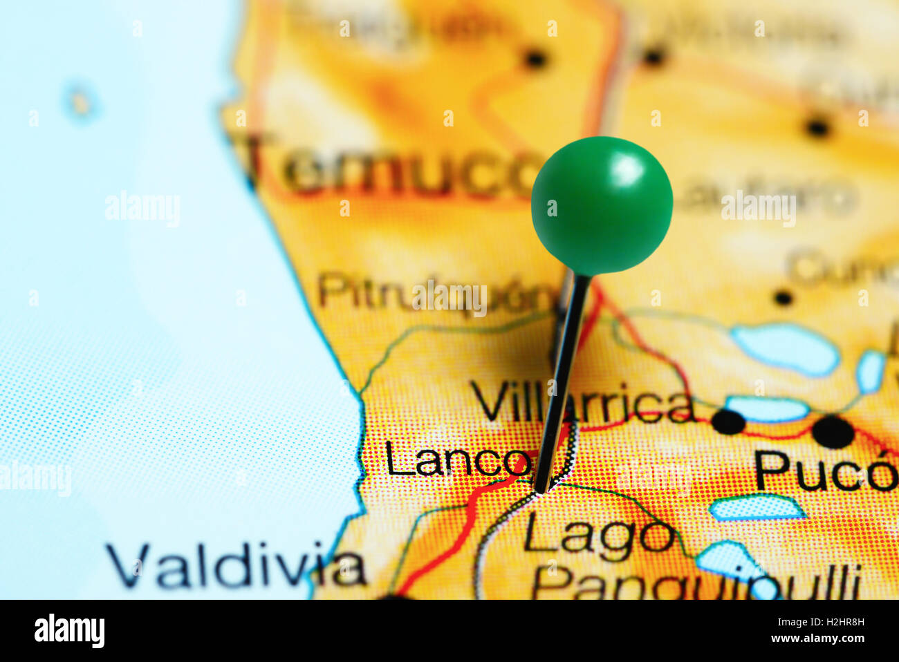 Lanco imperniata su una mappa del Cile Foto Stock