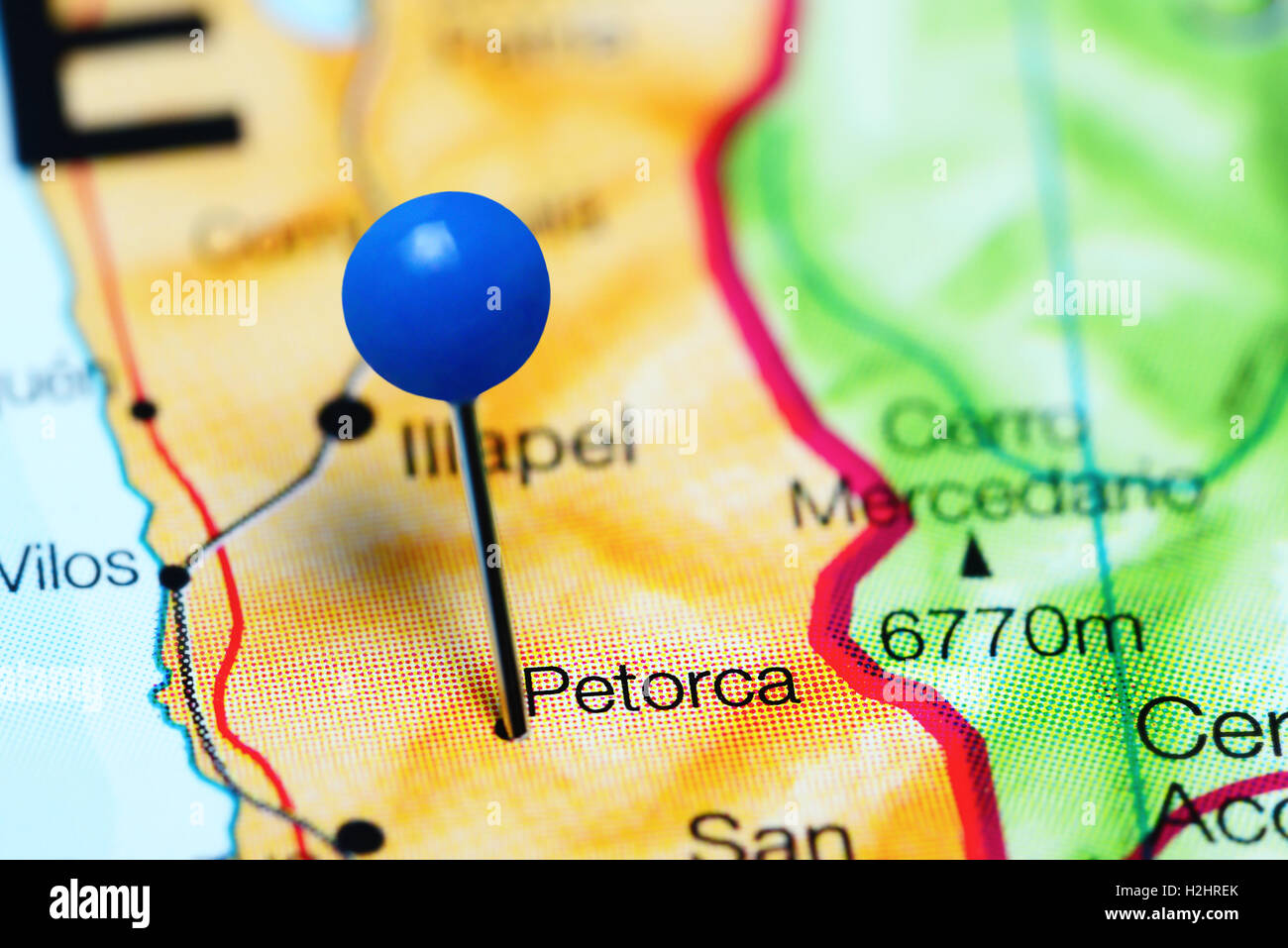 Petorca imperniata su una mappa del Cile Foto Stock