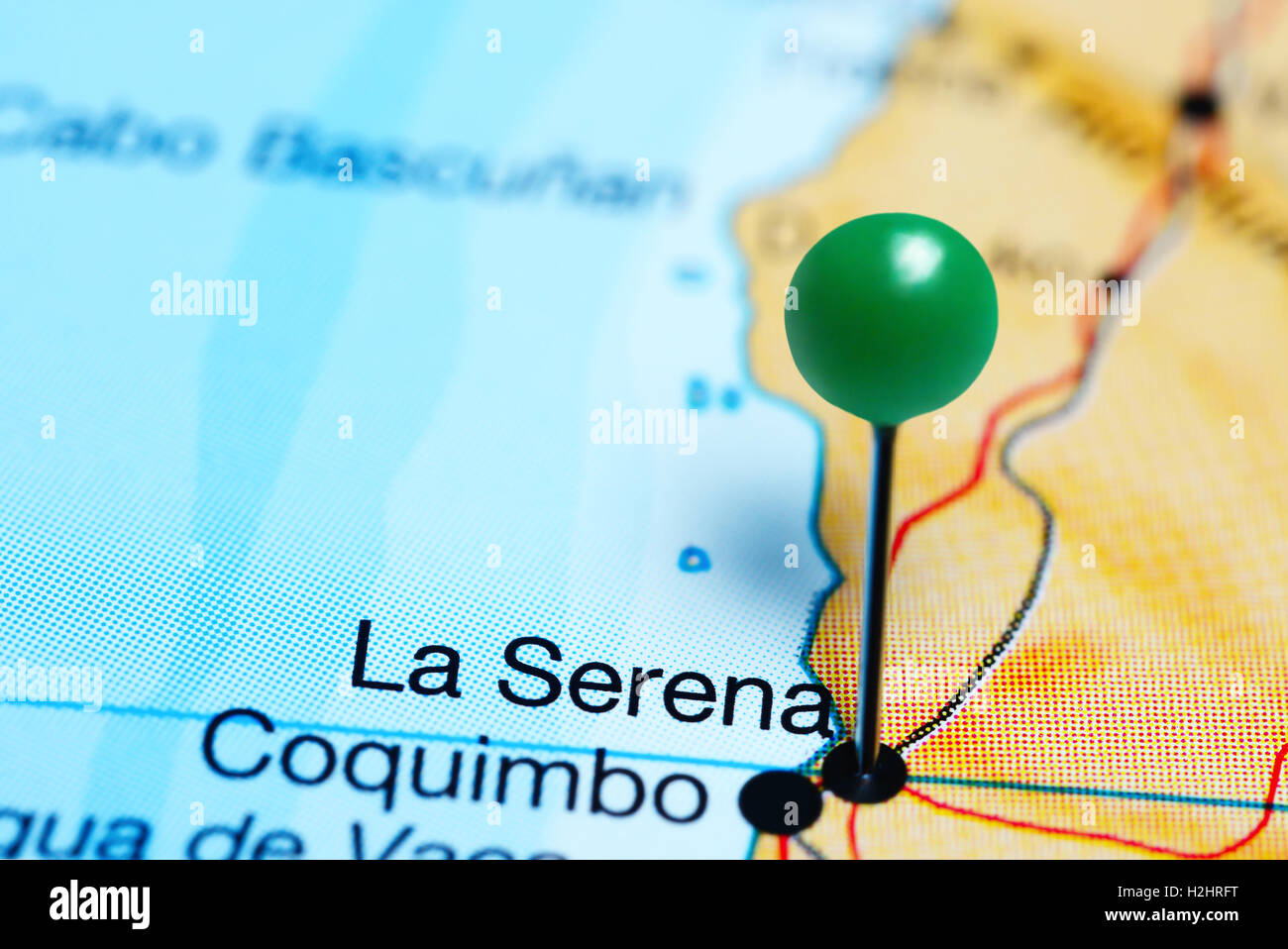 La Serena imperniata su una mappa del Cile Foto Stock