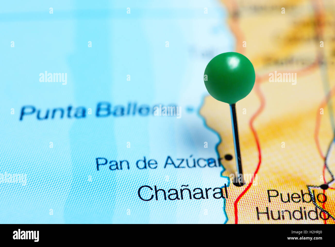 Chanaral imperniata su una mappa del Cile Foto Stock