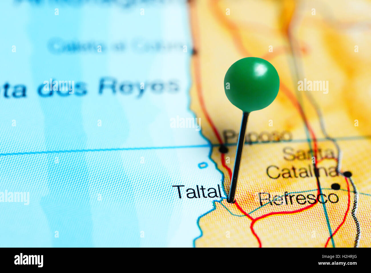 Taltal imperniata su una mappa del Cile Foto Stock