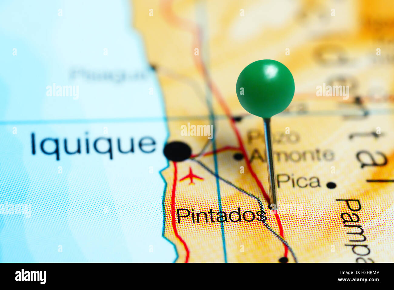 Pintados imperniata su una mappa del Cile Foto Stock