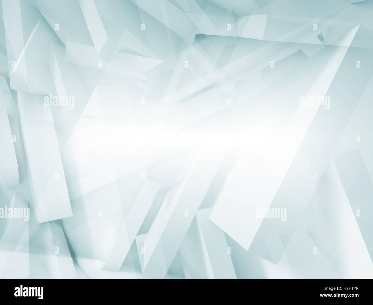 Abstract 3 d sfondo bianco e blu caotica blocchi poligonali pattern. Nei toni del blu 3d illustrazione grafica del computer Foto Stock