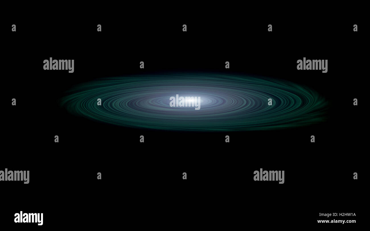 Abstract astronomia scientifica immagine: una galassia isolate su sfondo nero Foto Stock