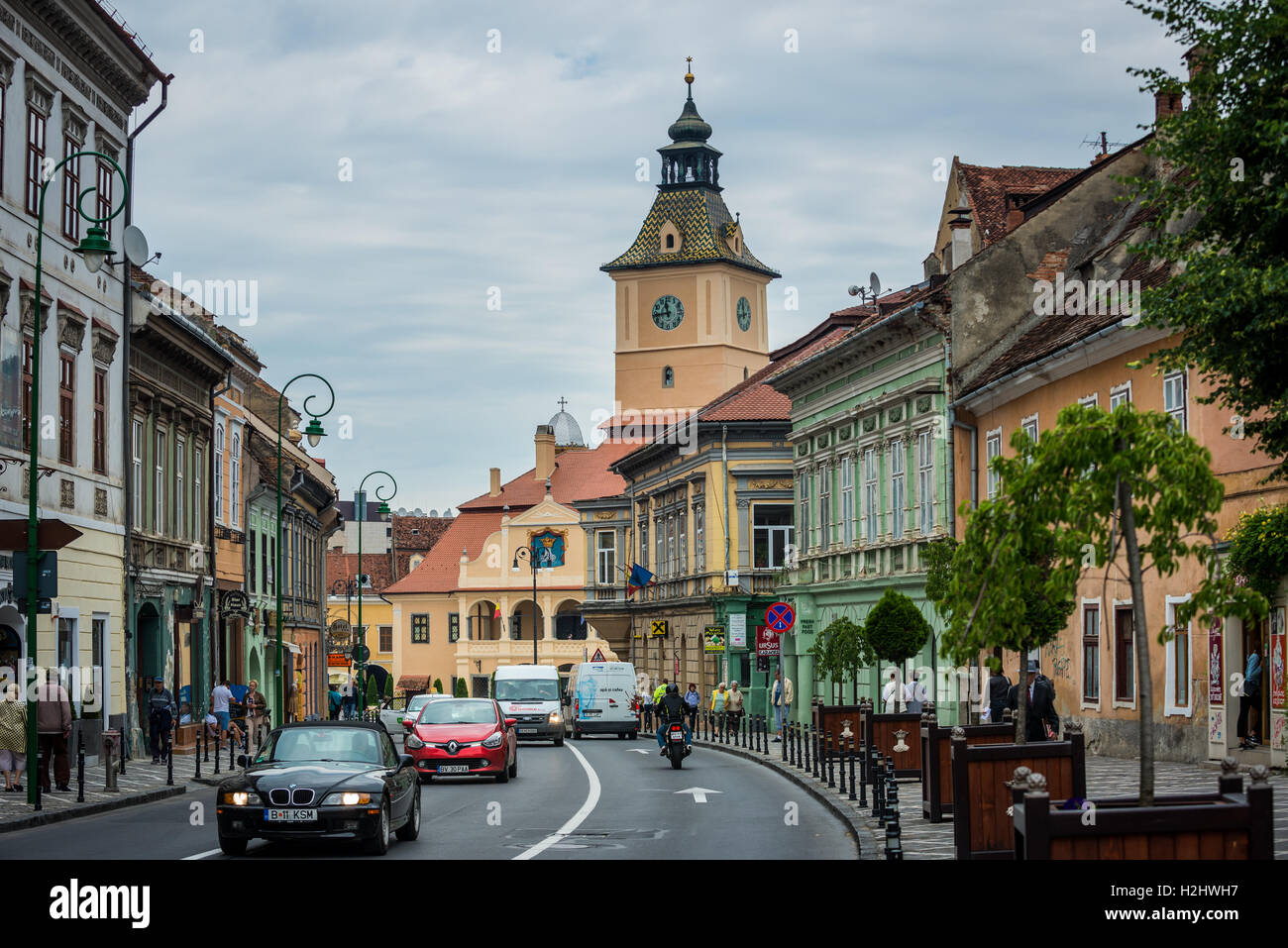 La torre dell'orologio di ex Municipio, Brasov, Romania chiamato Consiglio casa (Casa Sfatului) a Piazza del Consiglio, Museo Storico oggi Foto Stock